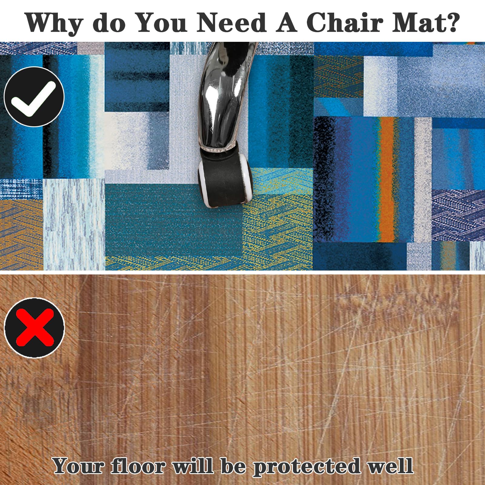 Office Chair Mat For Hardwood Floor, 130 X 190 Cm Desk Chair Mat For Carpeted Floors Easy Glide, Gming Chair Floor Protector Mat For Desk Chair - View #8