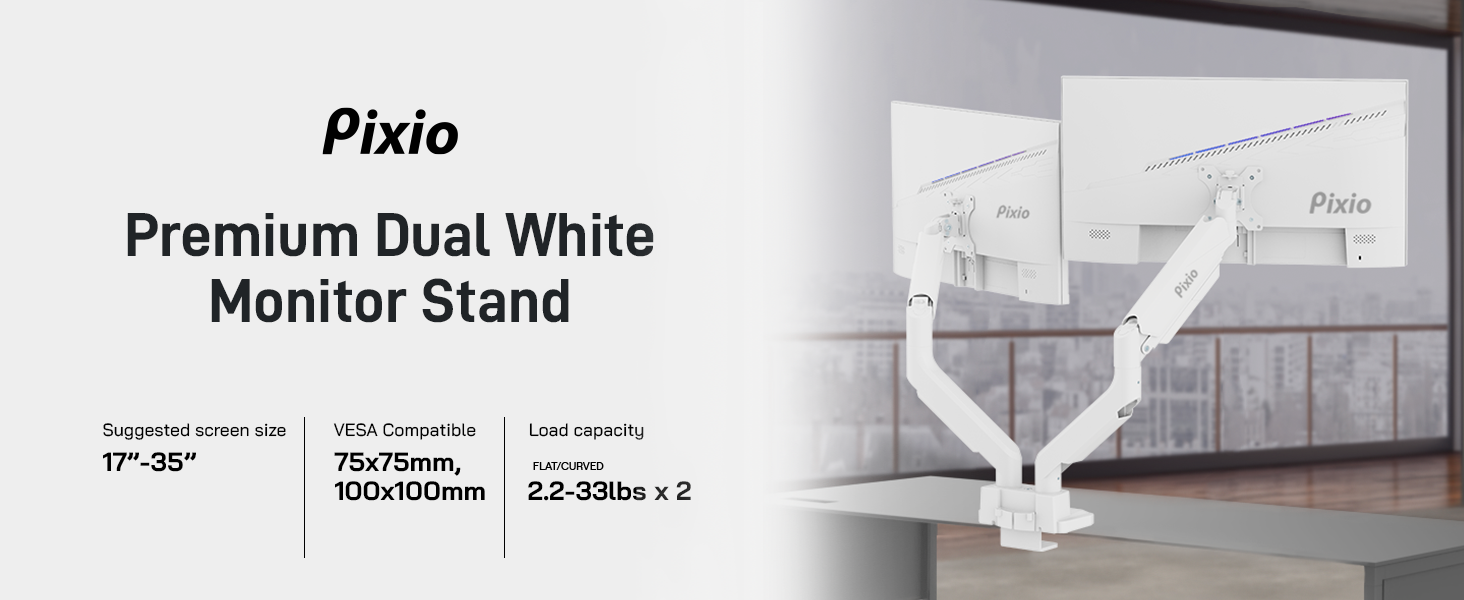 pixio PS2D ホワイト Amazon.com: Pixio PS2D White Ultrawide Heavy-Duty Premium Dual
