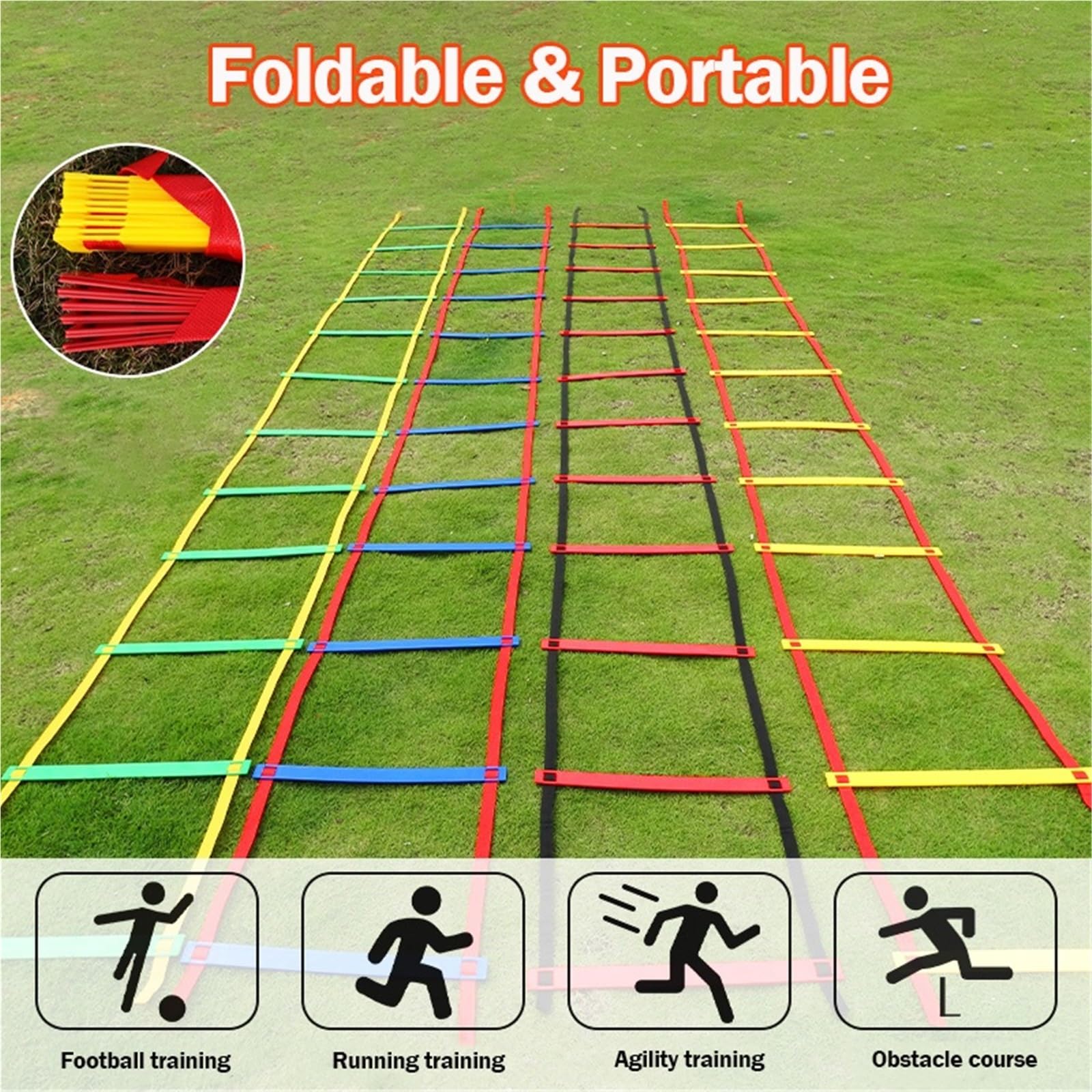 Agility Ladder Escalera de Agilidad, Correas Nailon, Equipo Escalera Entrenamiento Velocidad for fútbol, ​​Fitness, Correr, Herramienta Calentamiento