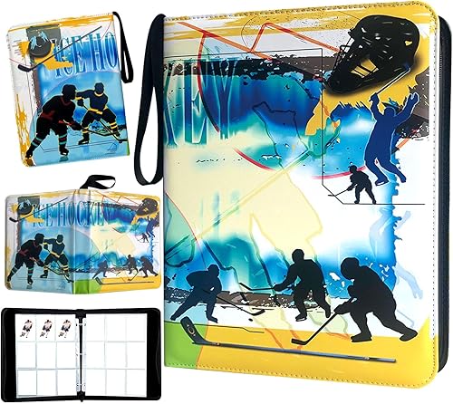 Carpeta de tarjetas de hockey con 900 bolsillos, soporte para tarjetas coleccionables con 50 fundas extraíbles para 900 tarjetas deportivas, álbum