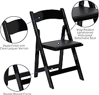 Vista 4 de EMMA + OLIVER Paquete de 4 sillas plegables de madera negra con asiento acolchado de vinilo