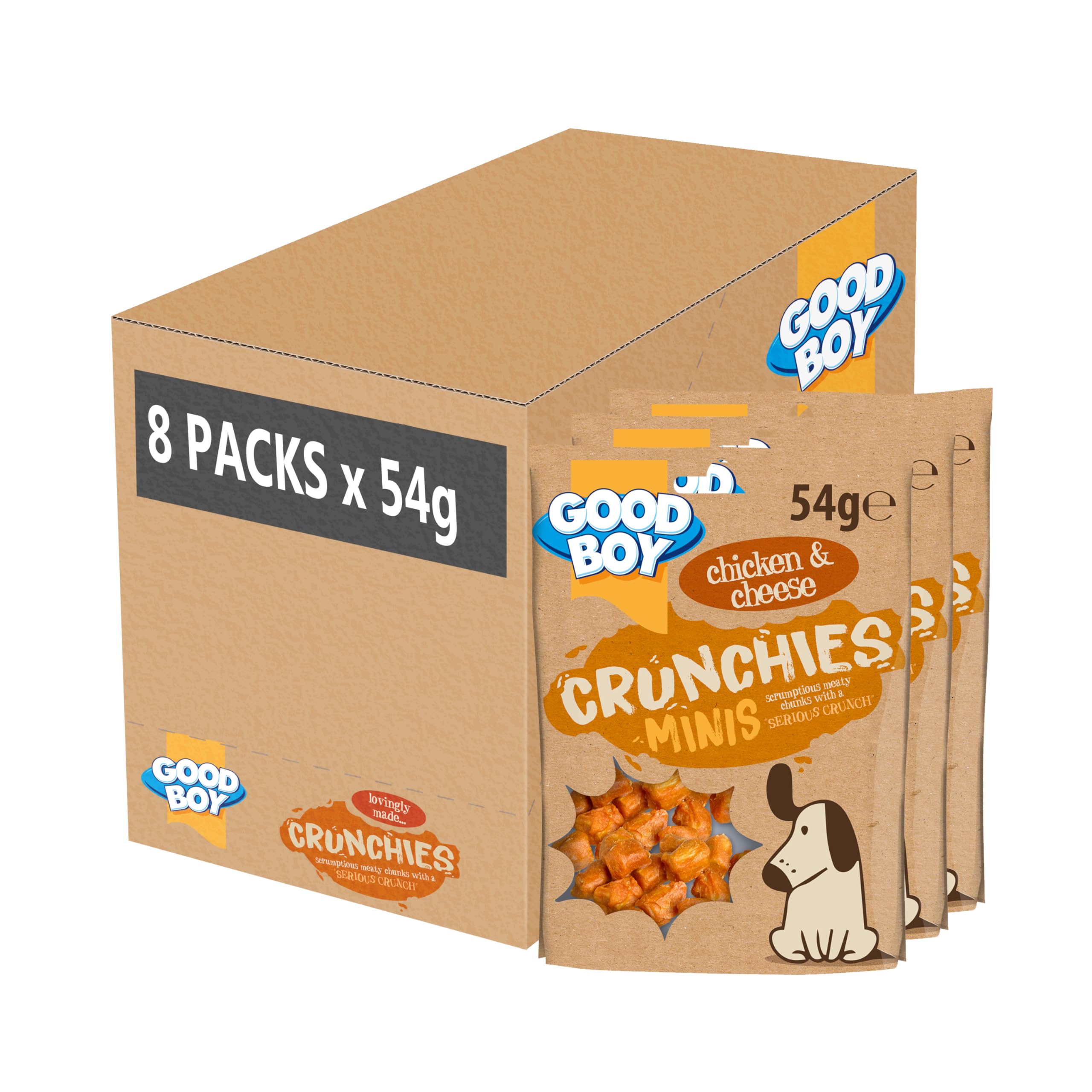 Good BoyCrunchies Mini Chicken & Cheese - Natural Dog Treats - Training Treats - Bulk Box - 8 x 54g