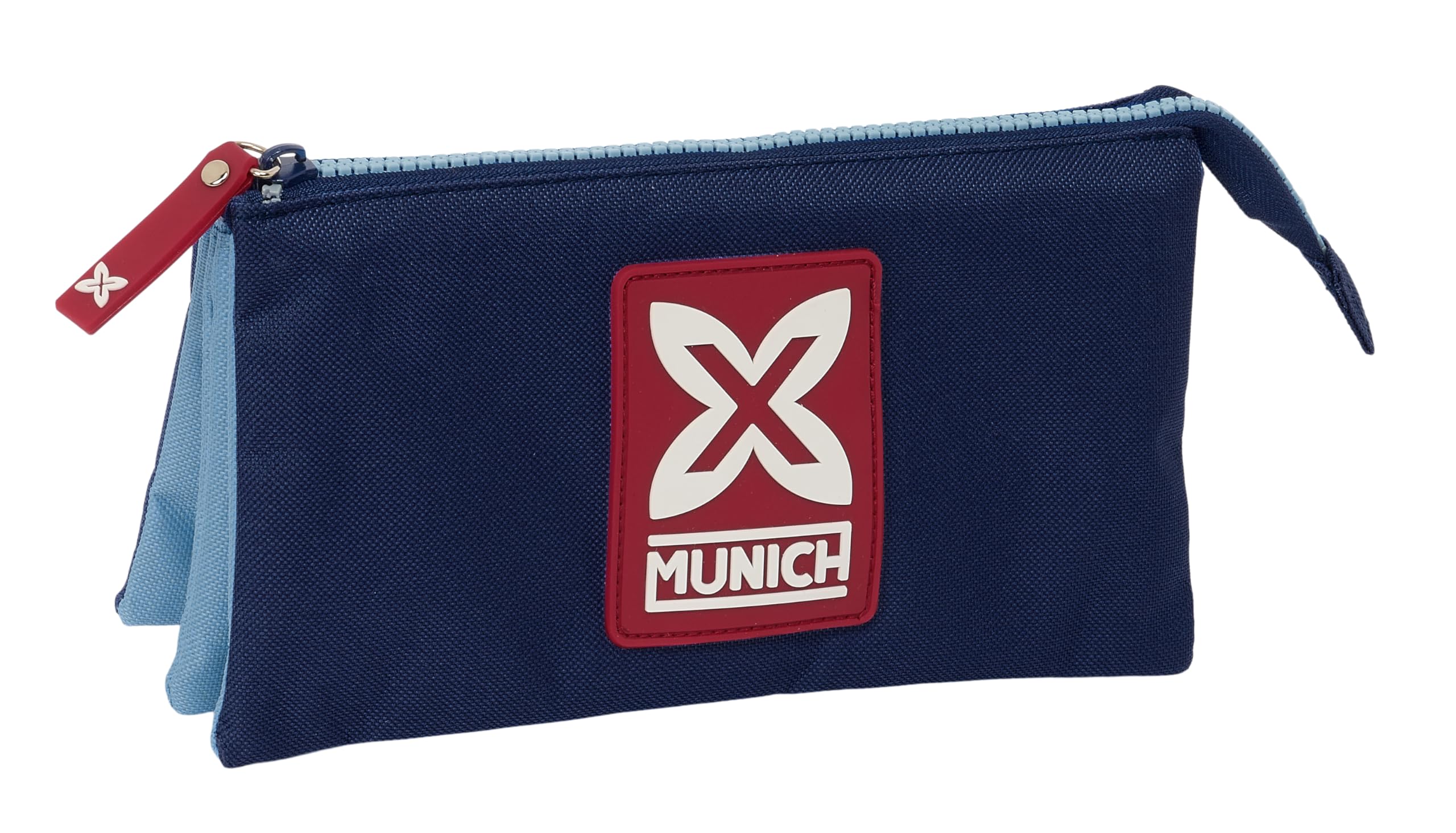 Safta Munich Royal - Portatodo Triple, Estuche Infantil, Estuche Niño, Ideal para Niños en Edad Escolar, Cómodo y Versátil, Calidad y Resistencia, 22x3x12 cm, Color Azul