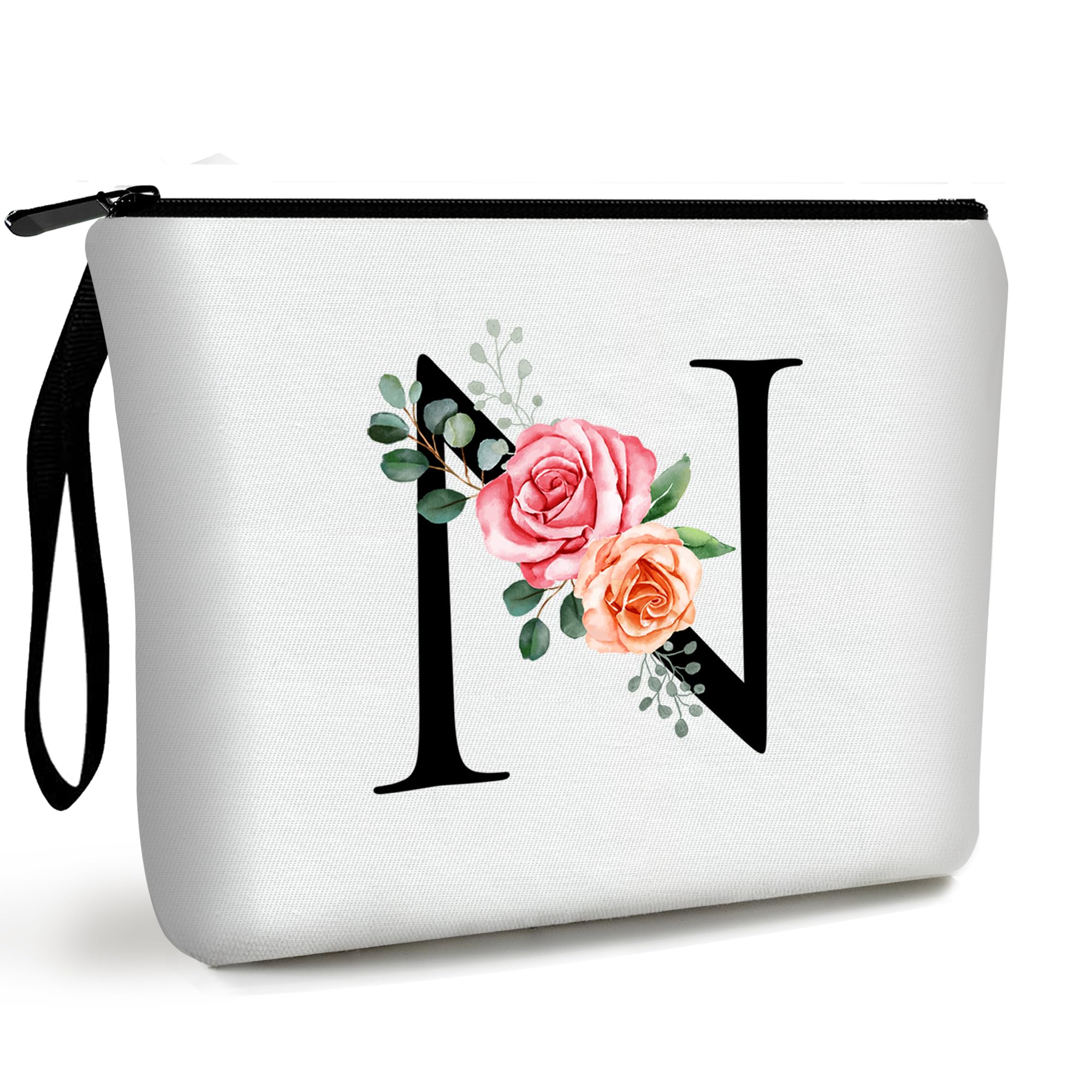 EDSG Personalised Makeup Bag Gifts for Women A-Z Make up Bag Gifts for Birthday Christmas Best Friend Her Women Mum Weeding Gifts for Bride Bridesmaid Cosmetic Bag Makeup Holder(N), N