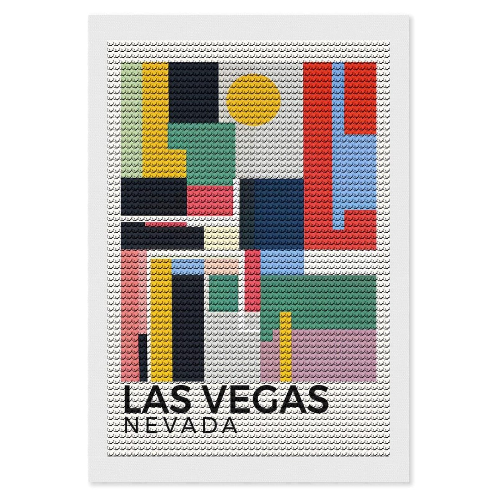 Junmoney Las Vegas Nevada Crystal Diamond Art Kit 8"x12", Modern Decor, Boho Decor, Wall Art Gift, Decorative Artwork, Creative Hobby