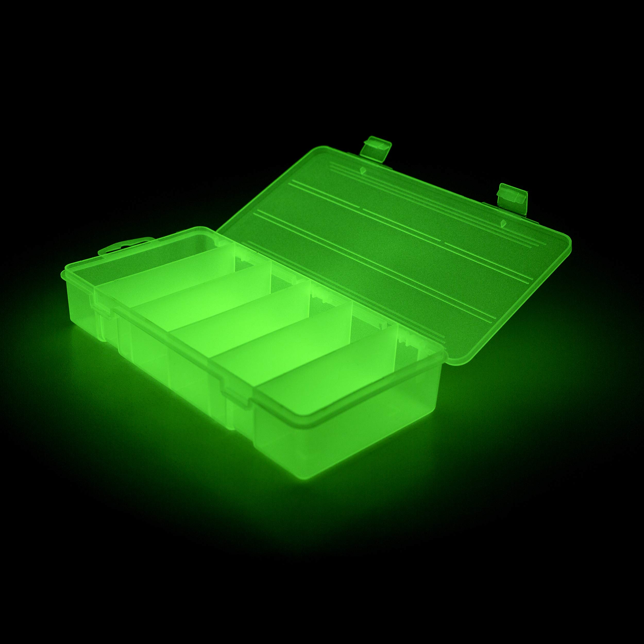 KASSupply Glow in The Dark Tackle Box for Night Fishing, Tackle Box for Kids, Glowing Plastic Storage Organizer Box, 6 Compartment Parts Box for Kids Fishing Sports, Fitness & Outdoors
