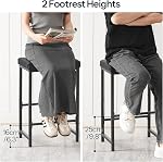 HOOBRO Bar Stools, 64.5 cm Saddle Stools with PU Upholstery, Counter Height Stools with Footrest, Kitchen Breakfast Chairs, for Dining Room, Cafe, Bar, Black BB23BY01