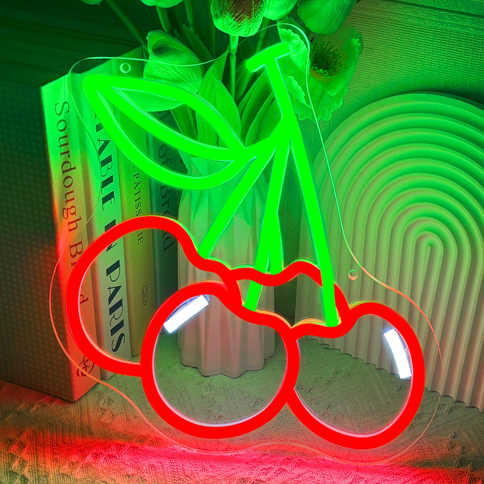 Cherry Neon Sign for Wall Decor Dimmable Printing Fruit LED Neon Lights