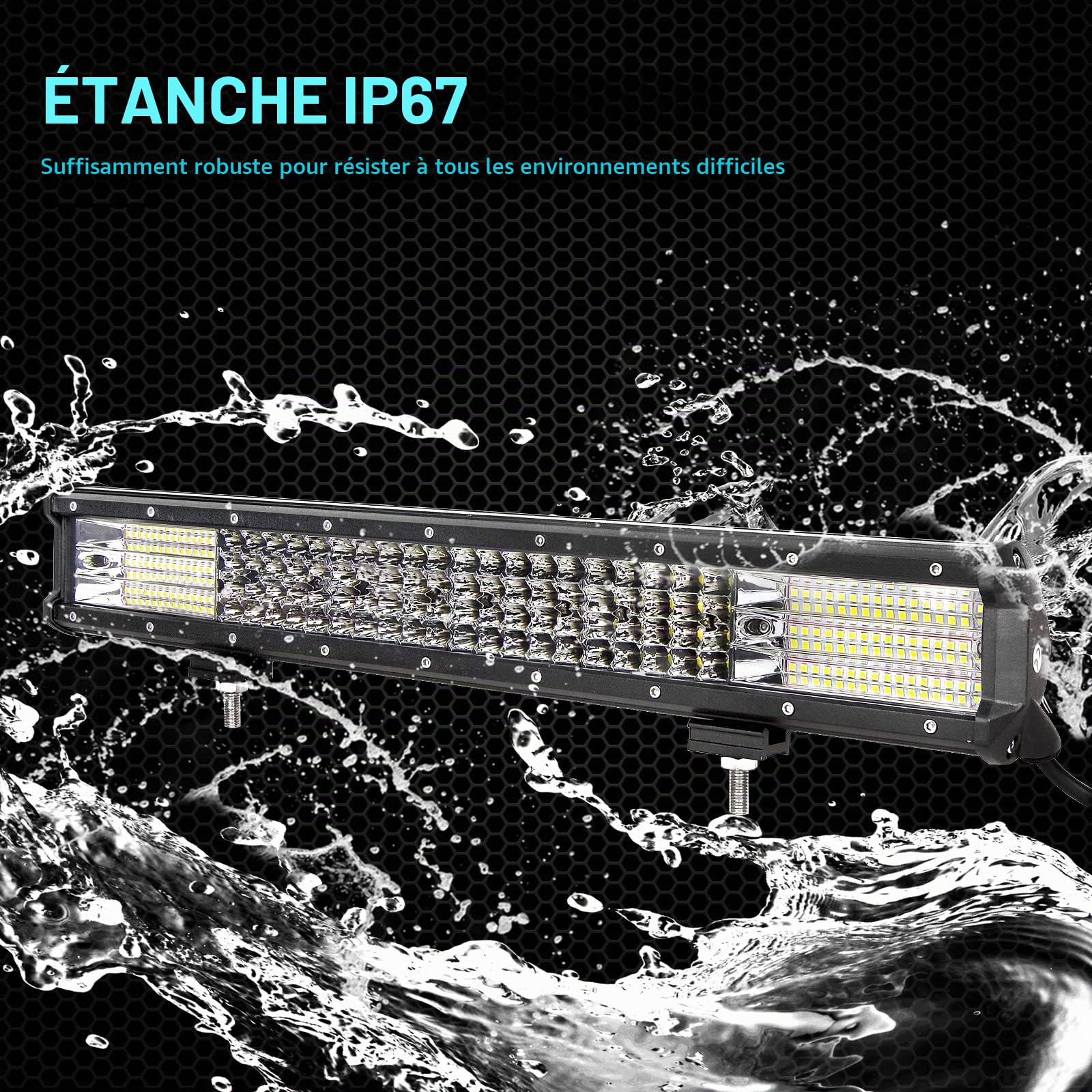 RIGIDON 51cm 20 pouces 510W Barre de Led 4x4 Rampe, 12V 24V IP67 etanche Barre Lumineuse LED de Travail, Barre d'éclairage led pour Offroad Véhicules Voiture Camions Tracteur,6000K feu antibrouillard