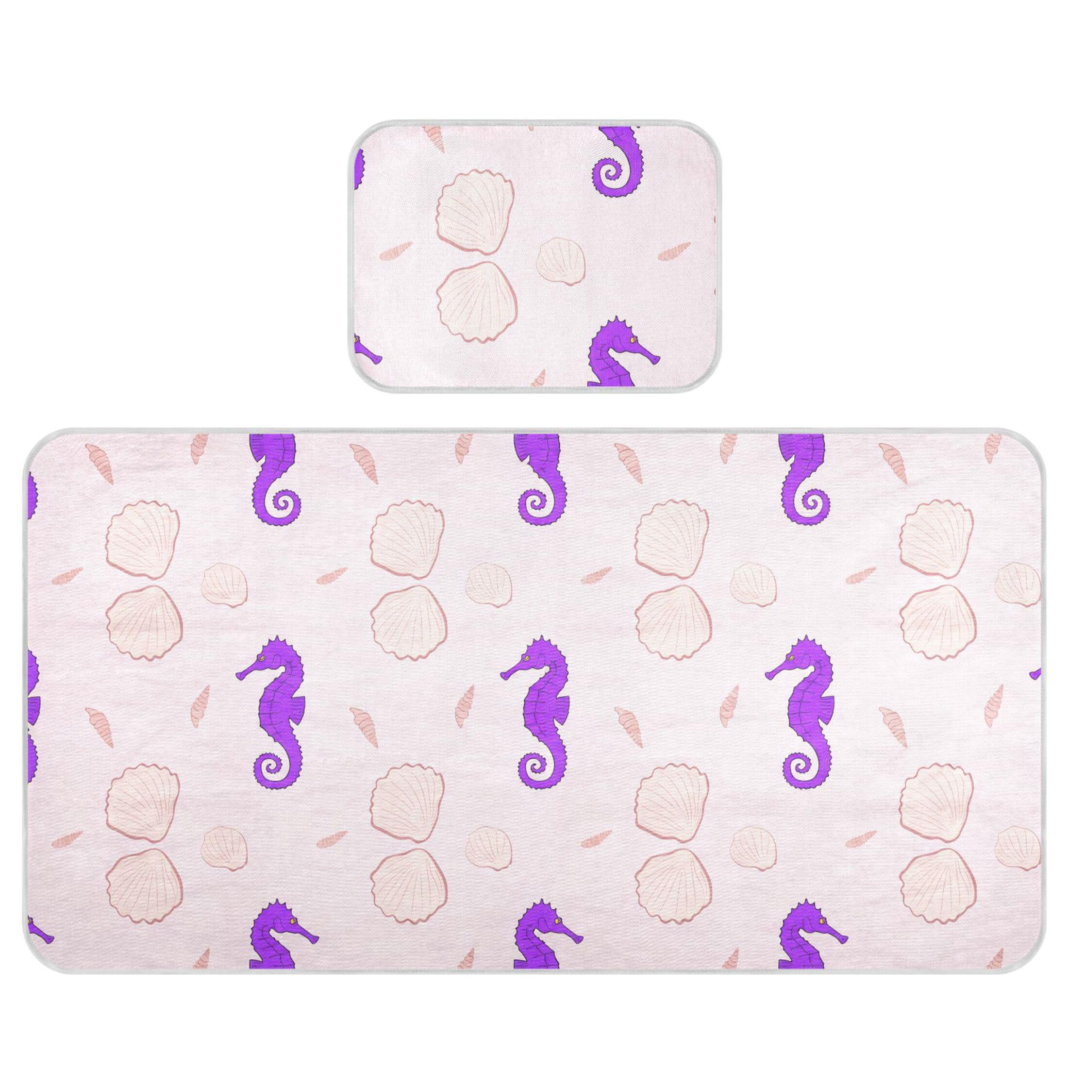 Takiito Purple Seahorses Seashells Baby Cooling Mattress Pad, Soft & Breathable Cooling Mat Keep Baby Cool in Summer 28x52 in, Nursery Essential