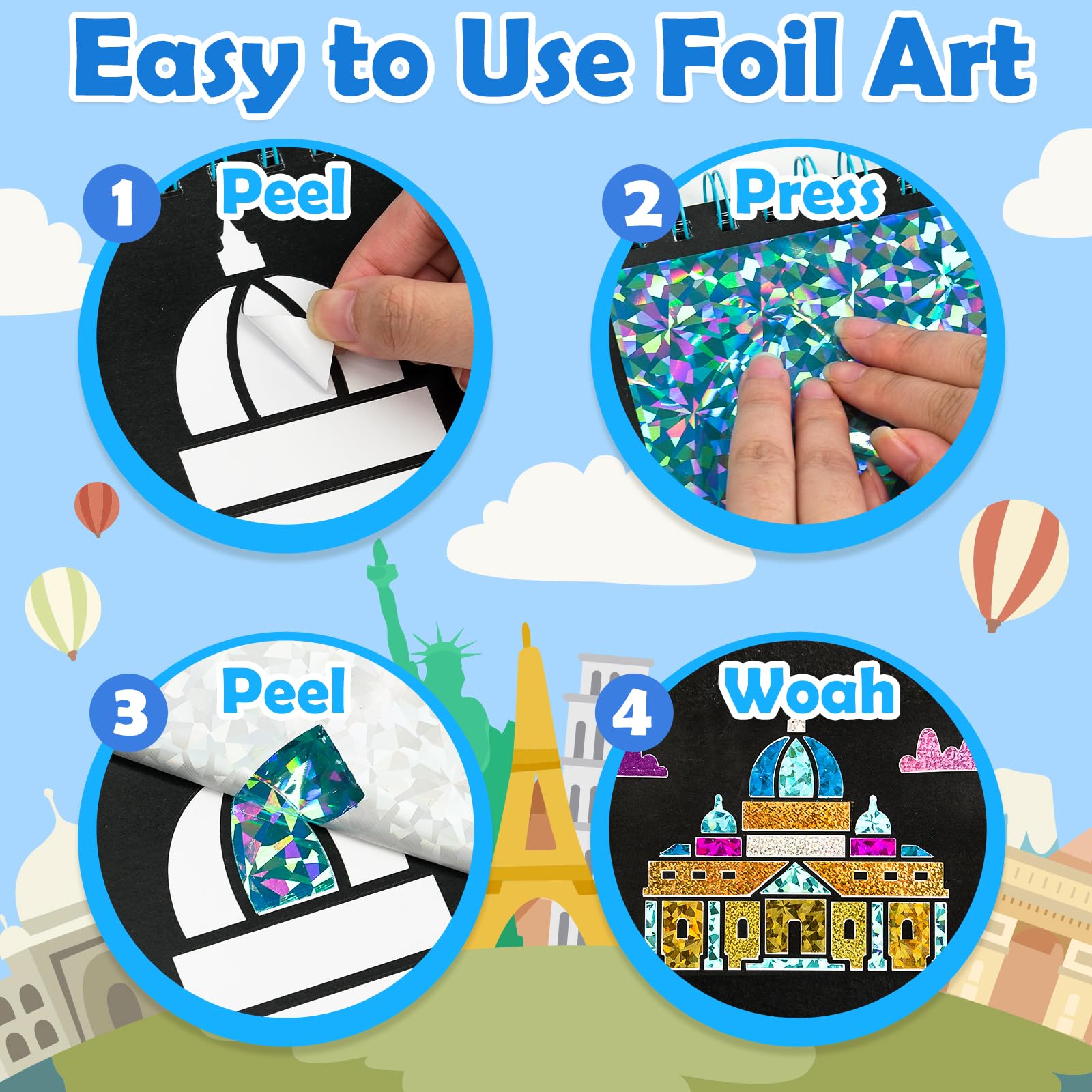 FUNNYB&G Foil Art per bambini Arte e attività artigianale: giocattoli da viaggio creativi per attività fai da te, kit fai da te per bambini | regalo ragazza 4 5 6 7 8 9 anni (Costruire)