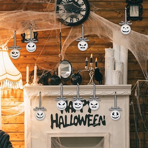 Miniatura 4 de Leyndo 24 piezas de decoración de árbol de Navidad, adornos de Halloween, decoración de bola de fantasma, suministros de fiesta de árbol de Navidad