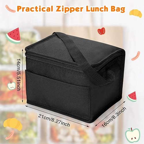 Miniatura 2 de Mifoci Juego de 30 loncheras aisladas a granel, color negro, a prueba de fugas, bolsas de almuerzo reutilizables para mujeres y hombres, lonchera