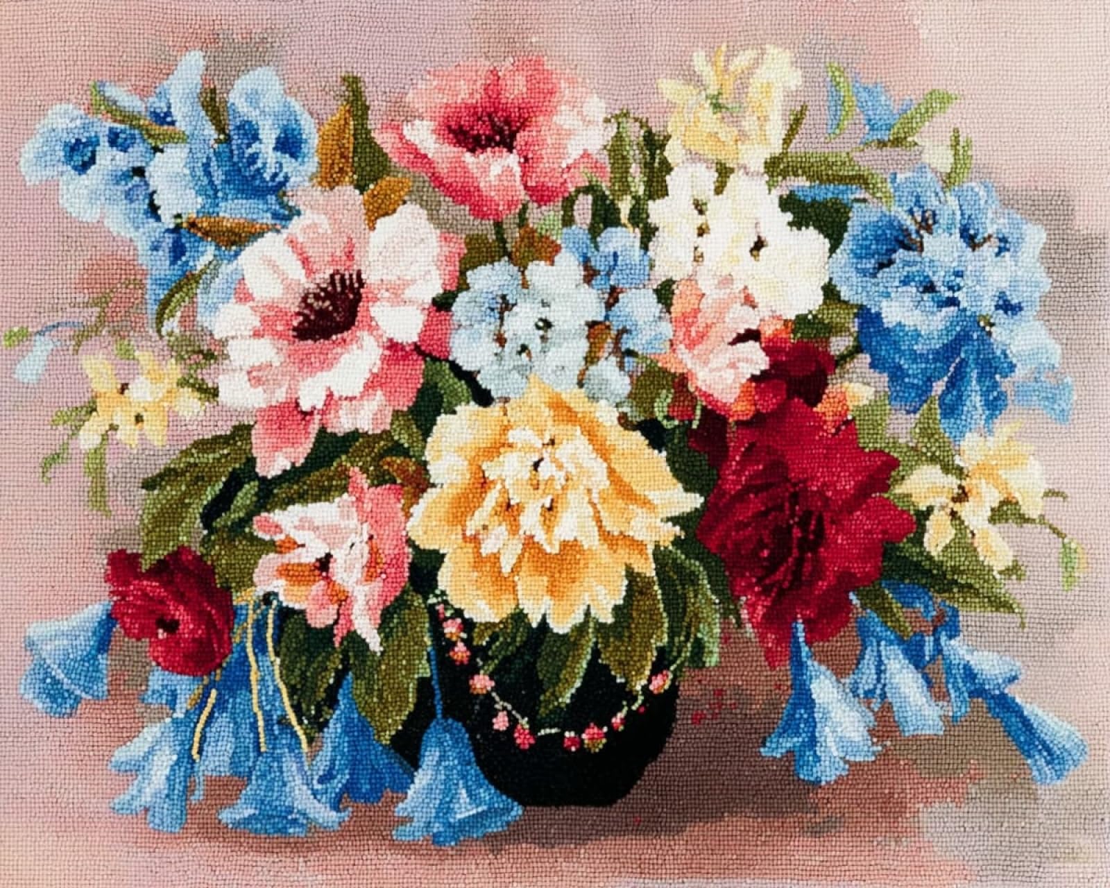Wallphantom Latch Hook Rug Kits,Flowers in a vase,DIY Crochet Rug Making Kit for Adults Kids,3D Cross Stitch Carpet Embroidery Needlework Crocheting for Home Decor,60x90cm