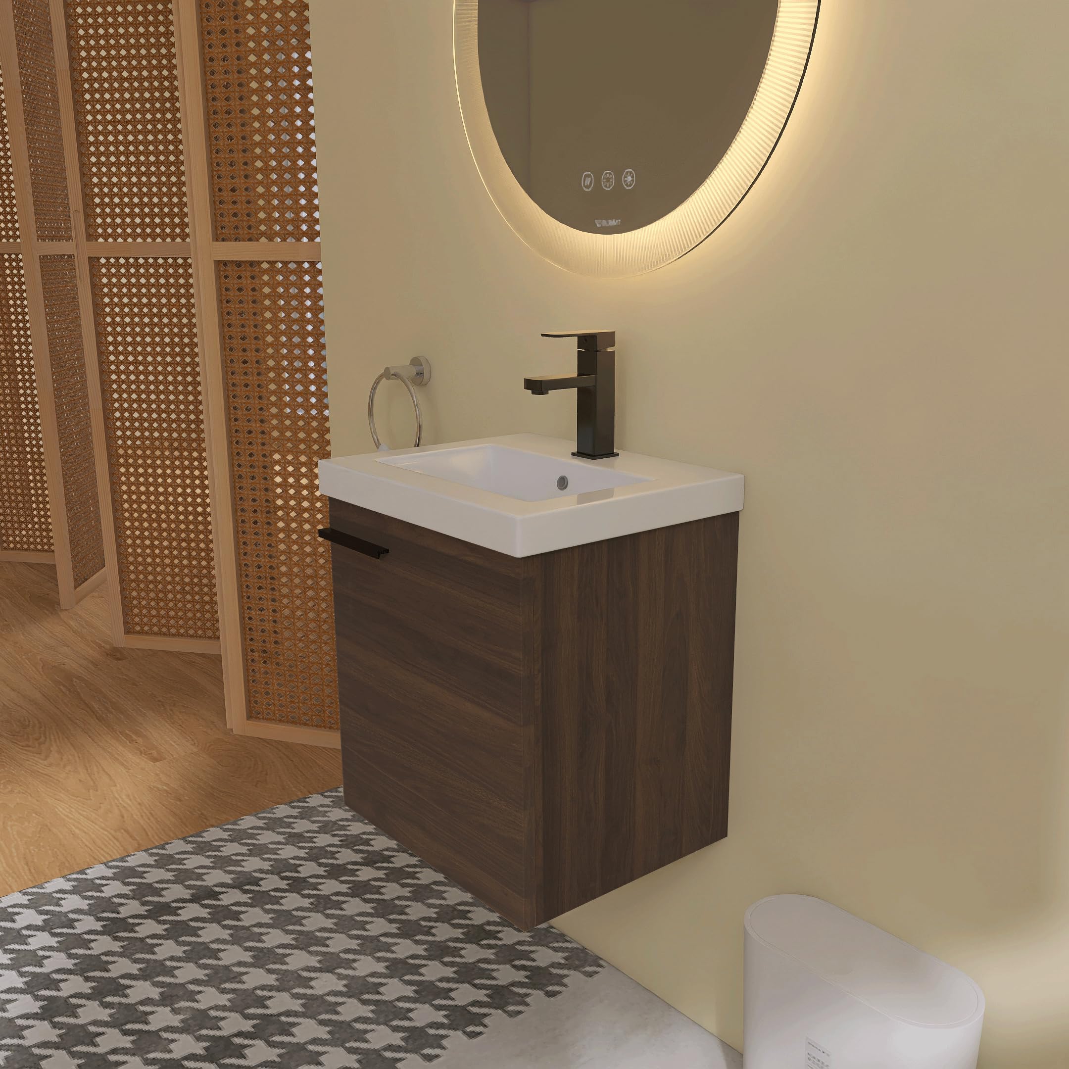 San Merah 18 Inch Wall Mounted Bathroom Vanity with Sink