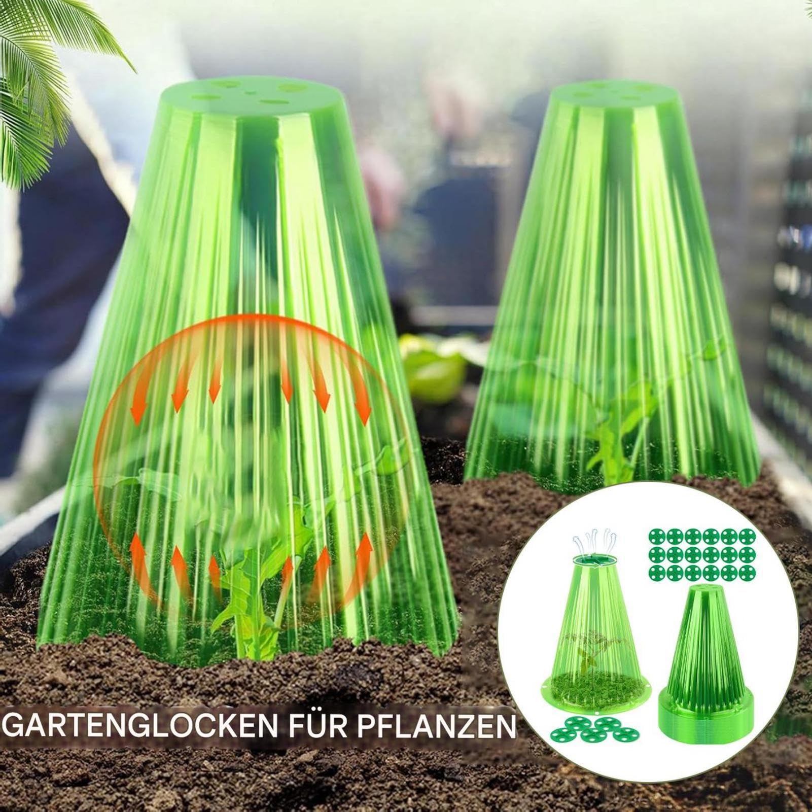 20 -fache Gartenpflanzen Cloches, wiederverwendbare transparente Glockengläser mit Vent - kleines Gewächshaus zum Schutz gegen Sonne, Einfrieren, Vögel, Hühner, Insekten, Schnecken usw.