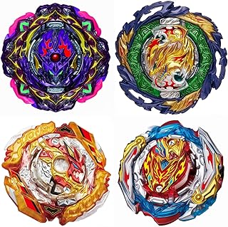 4-Piece Bey Battling Tops B-201 Zest Achilles B-185 Vanish Fafnir B-205 Burst Spriggan B-206 Barricade Lucifer, Burst quadrive Blade for 8-12 Boys Kids