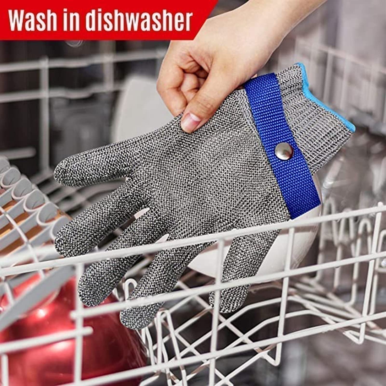 WXYZ Guantes Resistentes al Alambre de Acero 316L, Sacrificio, jardinería, Guantes de Trabajo de Seguridad de Cocina, Impermeable y Antideslizante (Size : 6pcs/S)