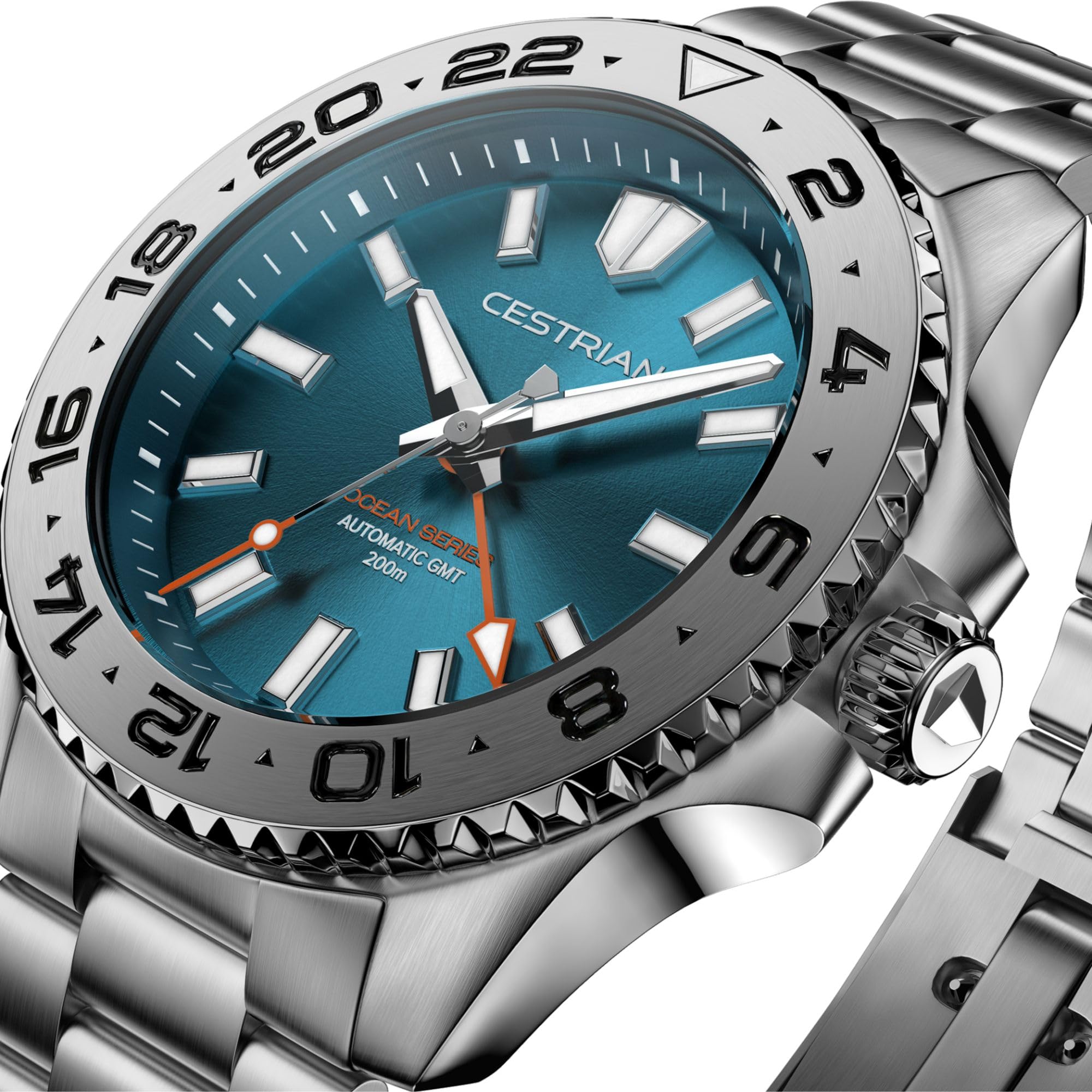 Cestrian Ocean Series 42 mm Automatik-Herrenuhr, tropisches blaues Zifferblatt, Gehäuse und Armband aus 316L-Edelstahl, wasserdicht bis 200 m