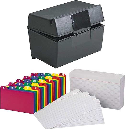 Plastic Index Card Holder, Flip Top File Box Holds 300 3 x