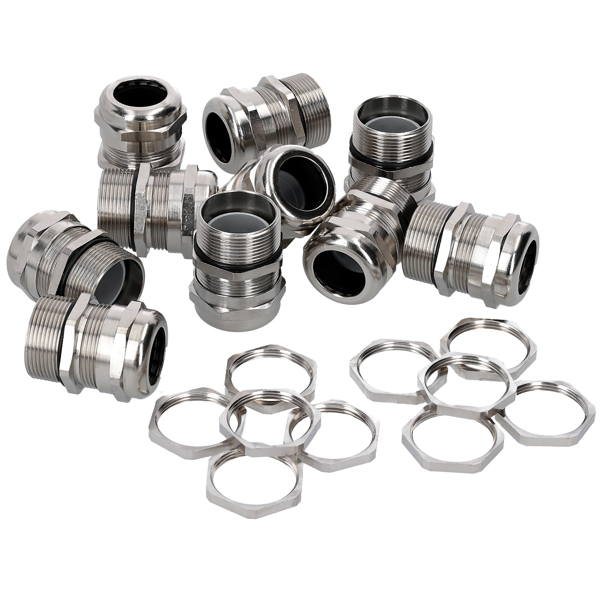 Kalitec M12 - 10 pressacavo in ottone 2,5-6,5 mm, intervallo di serraggio I controdado M12, in ottone, filettatura lunga, passacavo a gas e impermeabile