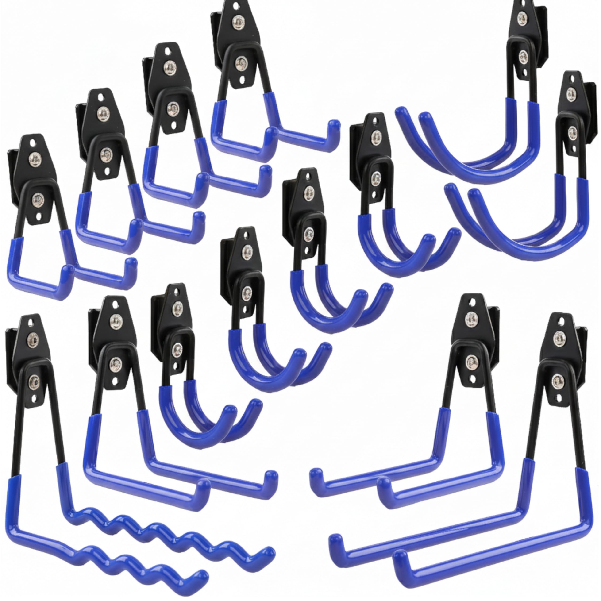 botle Set di 14 ganci per attrezzi Qbrick per utensili dritti e a forma di U S, M, L, in acciaio con PVC, garage, officina, utensili elettrici, doppio gancio, portata fino a 30 kg