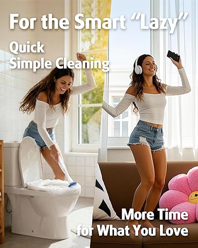 Miniatura 7 de AIR U+ Cepillo de inodoro eléctrico manos libres para personas mayores y hogares ocupados, no se dobla, limpia sin esfuerzo con cabezales