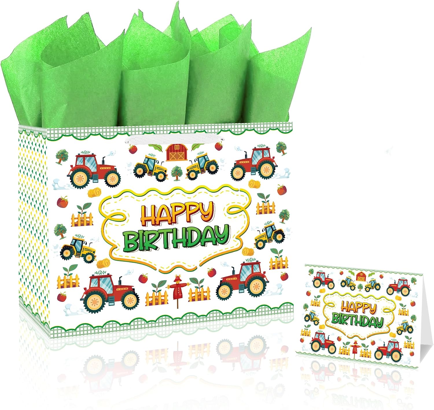 BATYONGOGA Large 13" Tractor Gift Bag with Handles for Kids