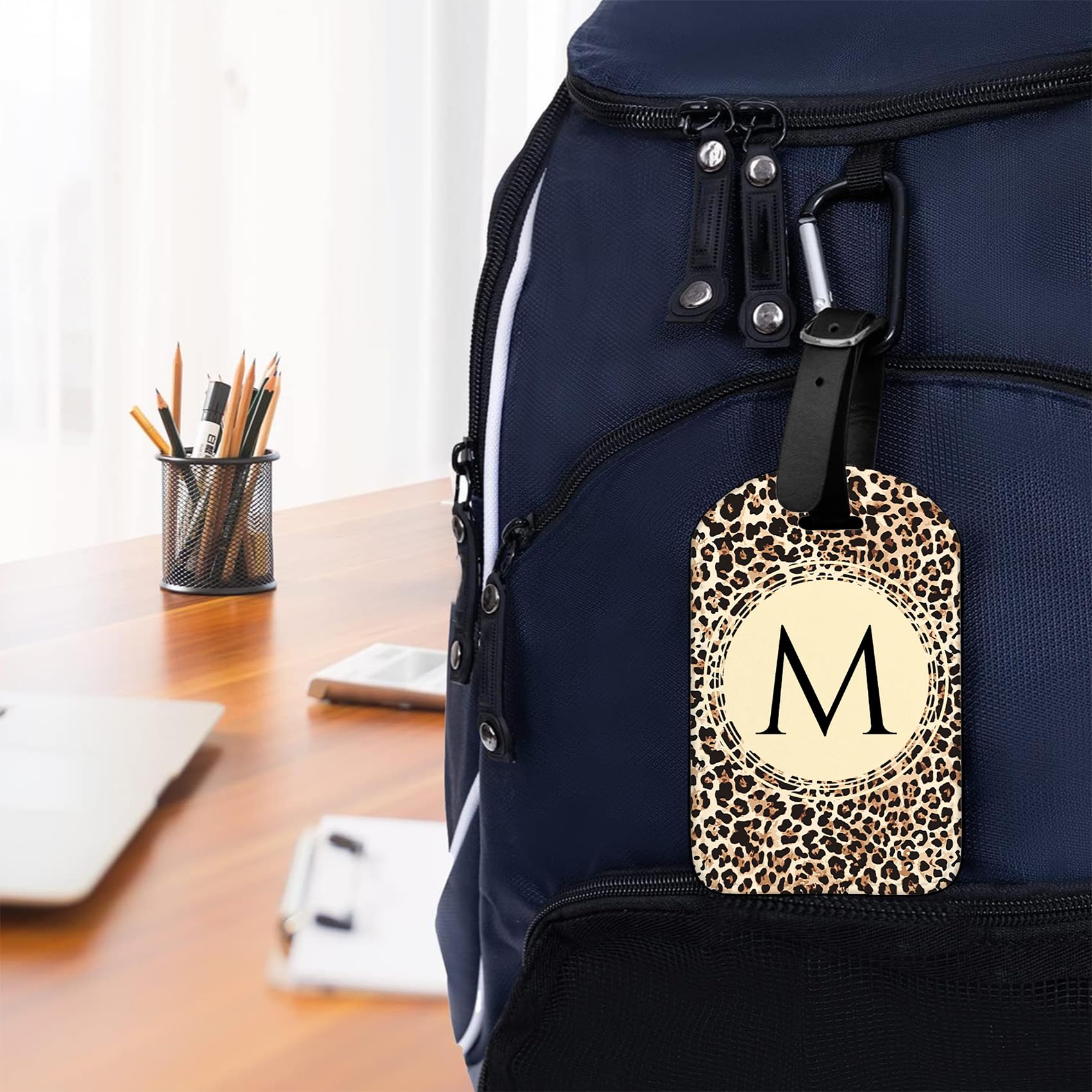 Individueller Gepäckanhänger mit Leopardenmuster und Monogramm, personalisierter Leder-Gepäckanhänger für Koffer, Privatsphäre, Tasche, Name, Reiseanhänger, ID-Etiketten für Damen und Herren