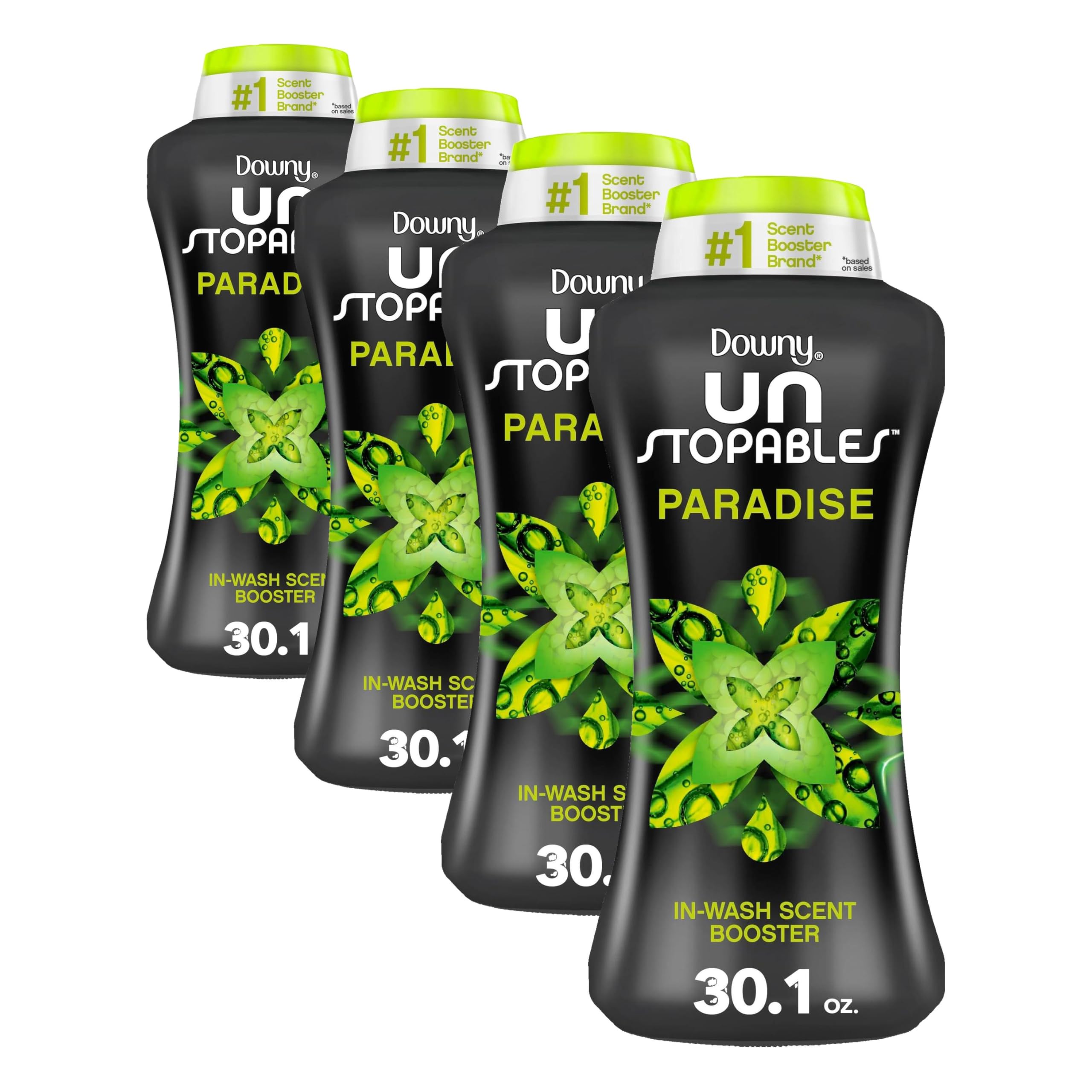 Downy Unstopables In Wash Scent Booster Beads, Paradise Scent, 30.1 oz, for Odor Protection, Downy Scent Booster Beads, Scent Boosters (Pack of 4)