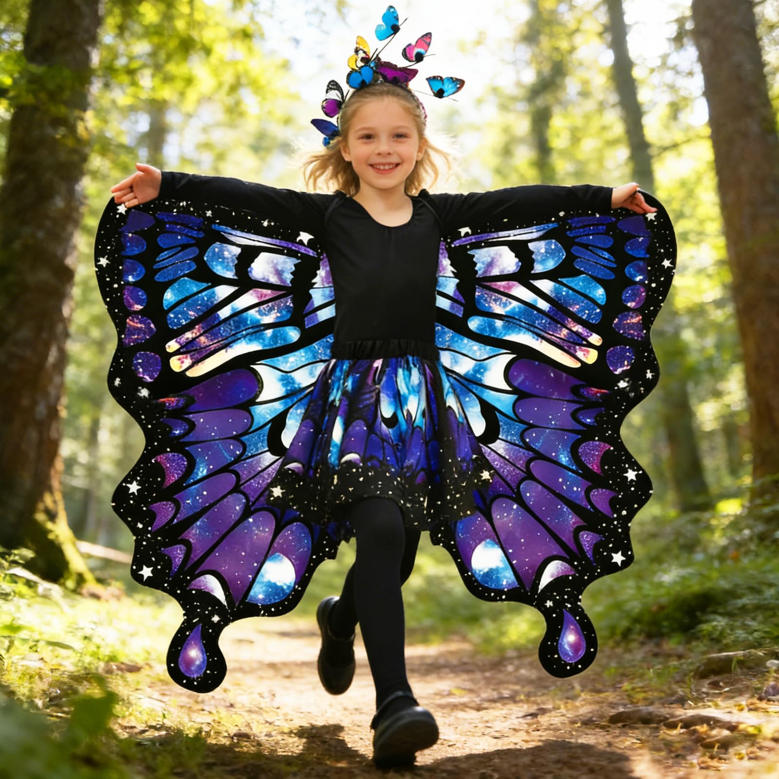 Schmetterling Kostüm Kinder Schmetterlingsflügel Kinder Schmetterlingskostüm Mädchen Faschingskostüme Schmetterling Flügel Umhang Mädchen mit Rock Haarreif für Karneval Fasching Cosplay