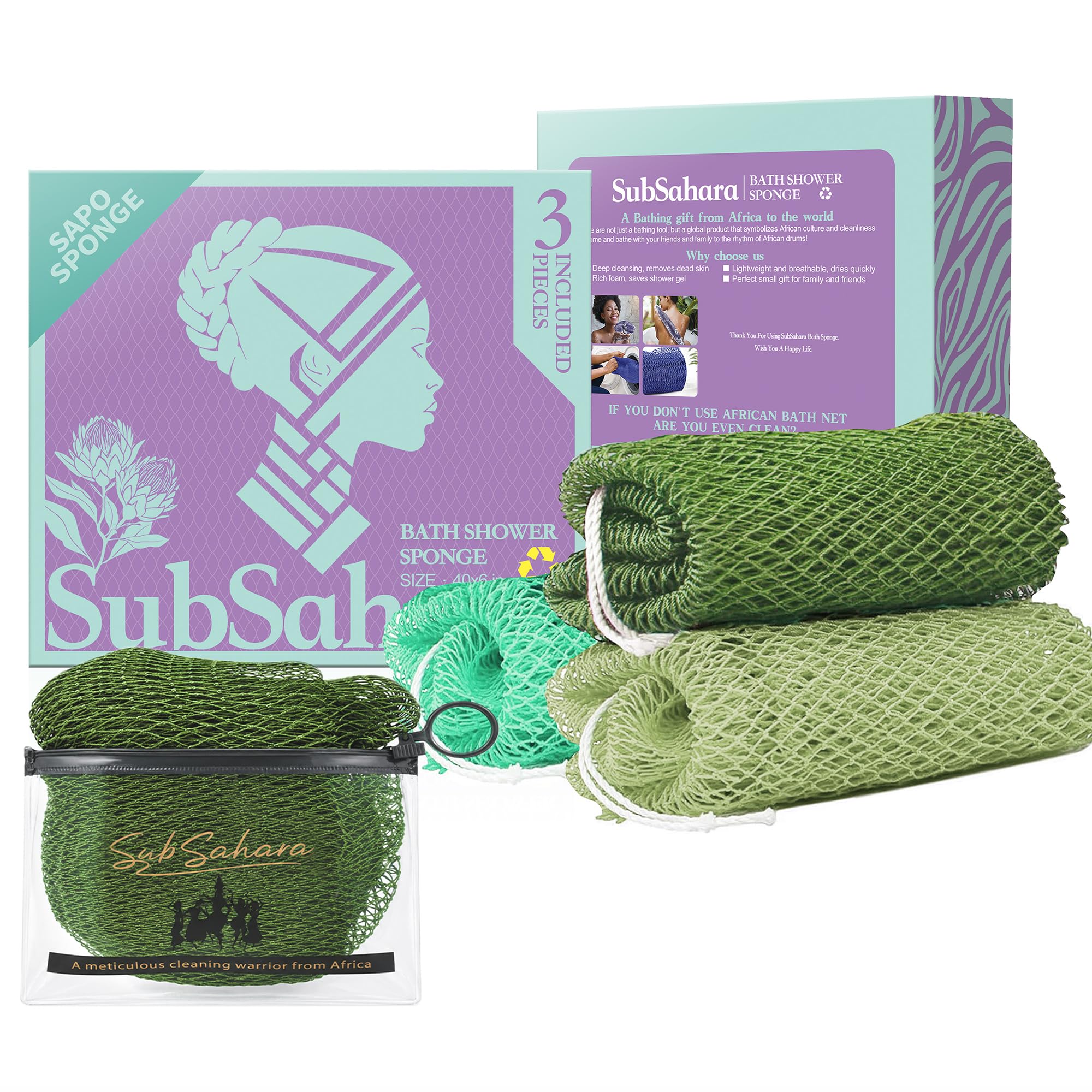 African Net Sponge - Exfoliating Body Scrubber (2 Pack) -19