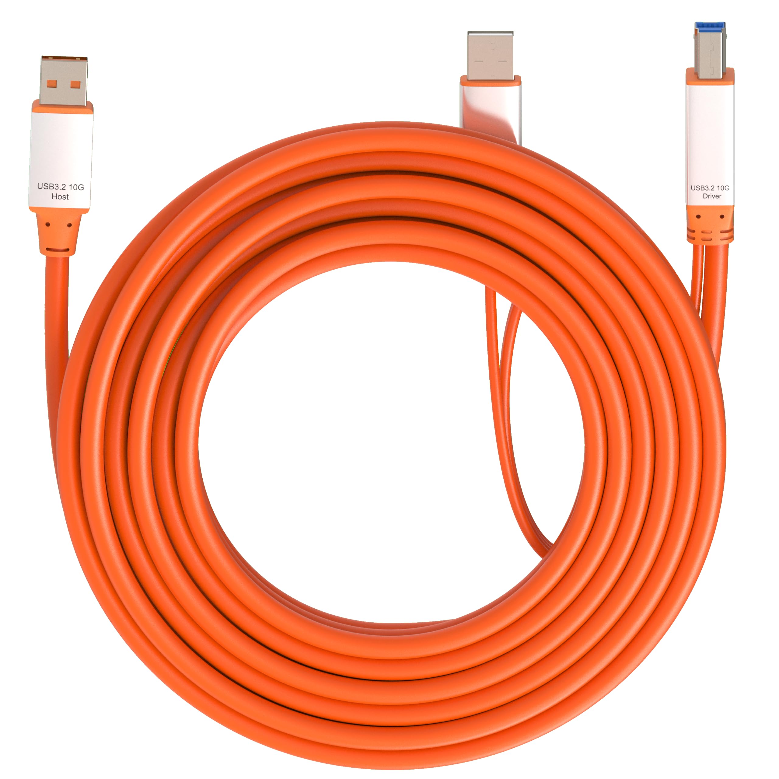 OkyLink Aktives USB 3.2 Gen 2 A-auf-B-Kabel, 10Gbps, mit Verstärker & Zusatzstrom, 5m (15ft), f. Drucker, ext. Festplatten, Scanner, 3D-Drucker