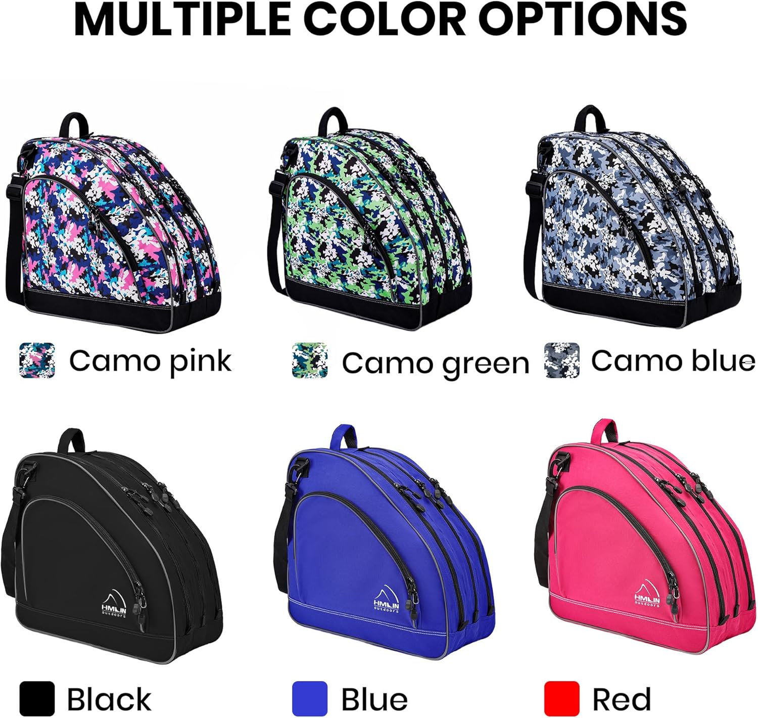 Roller Skate Bag for Women Men Inline Skate Bags with Adjustable Shoulder Strap Large Capacity Ice Skate Bag for Adult to Carry Inline/Figure/Quad/Roller Skate Accessories
