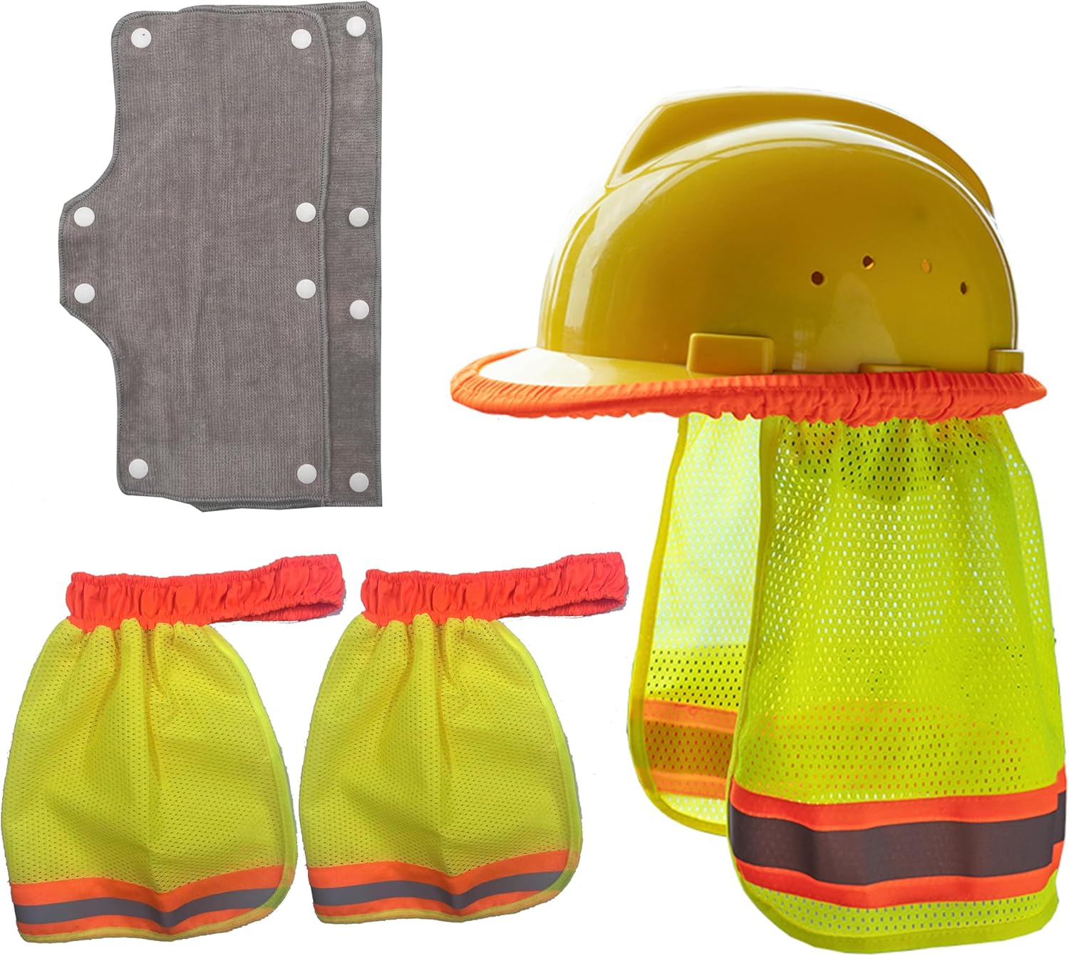 Hard Hat Sun Shade and Sweatband Sets,Hard Hat Accessories Liner and Neck Sun Shield with Reflective Strips NAEE