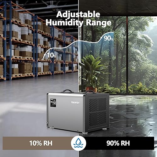 Miniatura 3 de Yaufey Deshumidificador comercial de 158 pintas con bomba y manguera de drenaje para espacio de rastreo, sótanos, espacio industrial, gran espacio