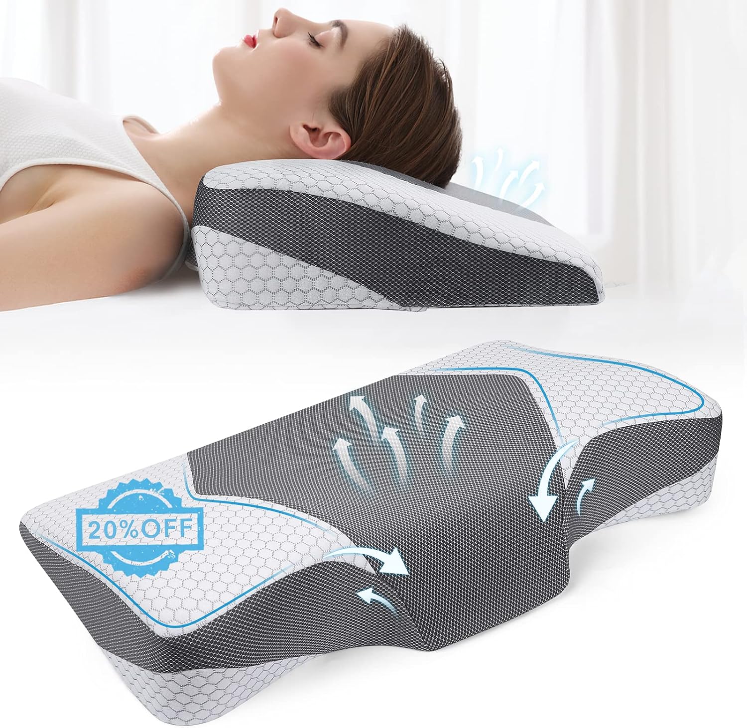 Mkicesky Neck Pillow for Sleeping, Cervical Memoery Foam