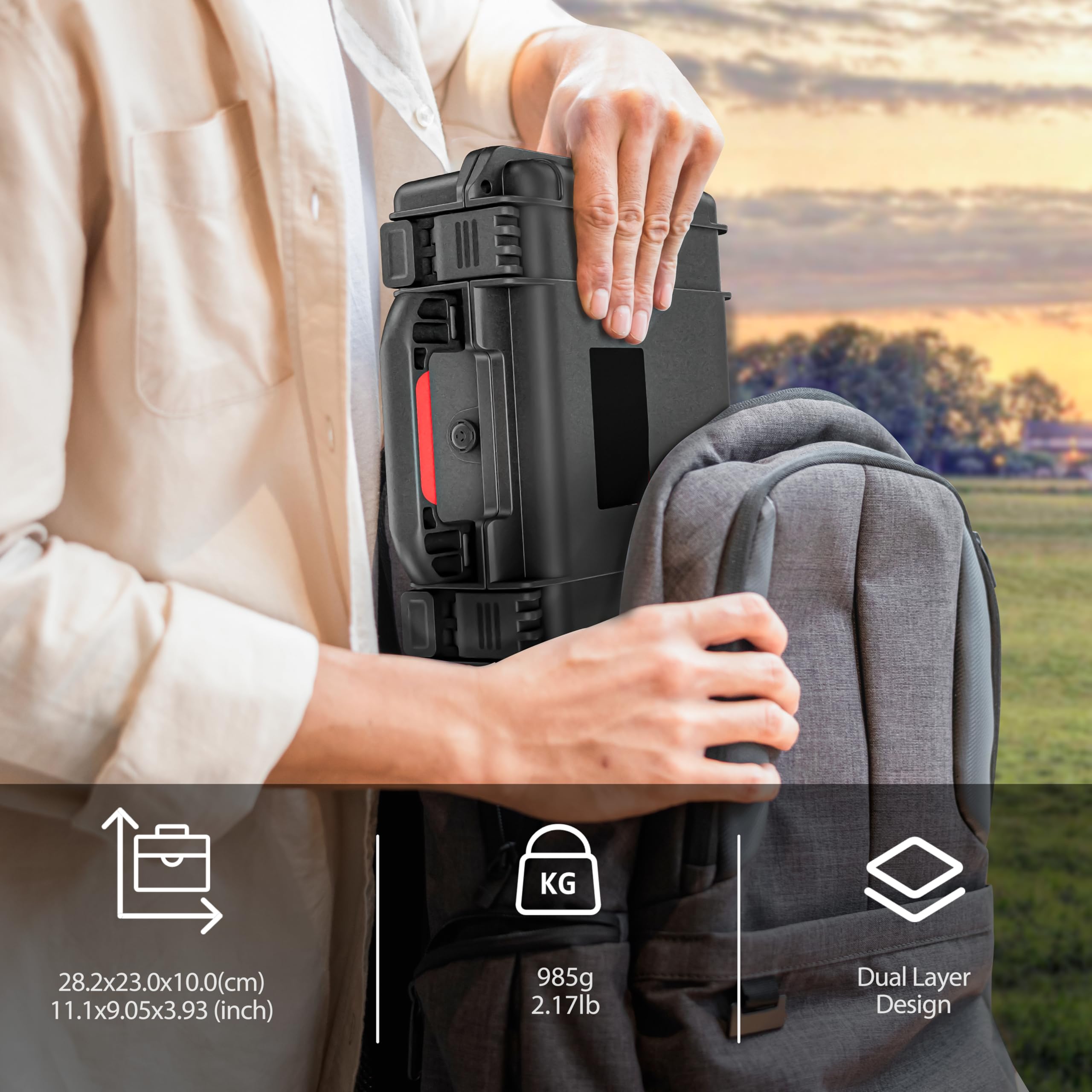 Tomat X4 wasserdichte Tasche für Insta360 X4 Doppelte Schichten Stoßfest IP67 Koffer Große Kapazität Tragetasche für Insta360 X4 Kamera und Zubehör Elegant Schwarz