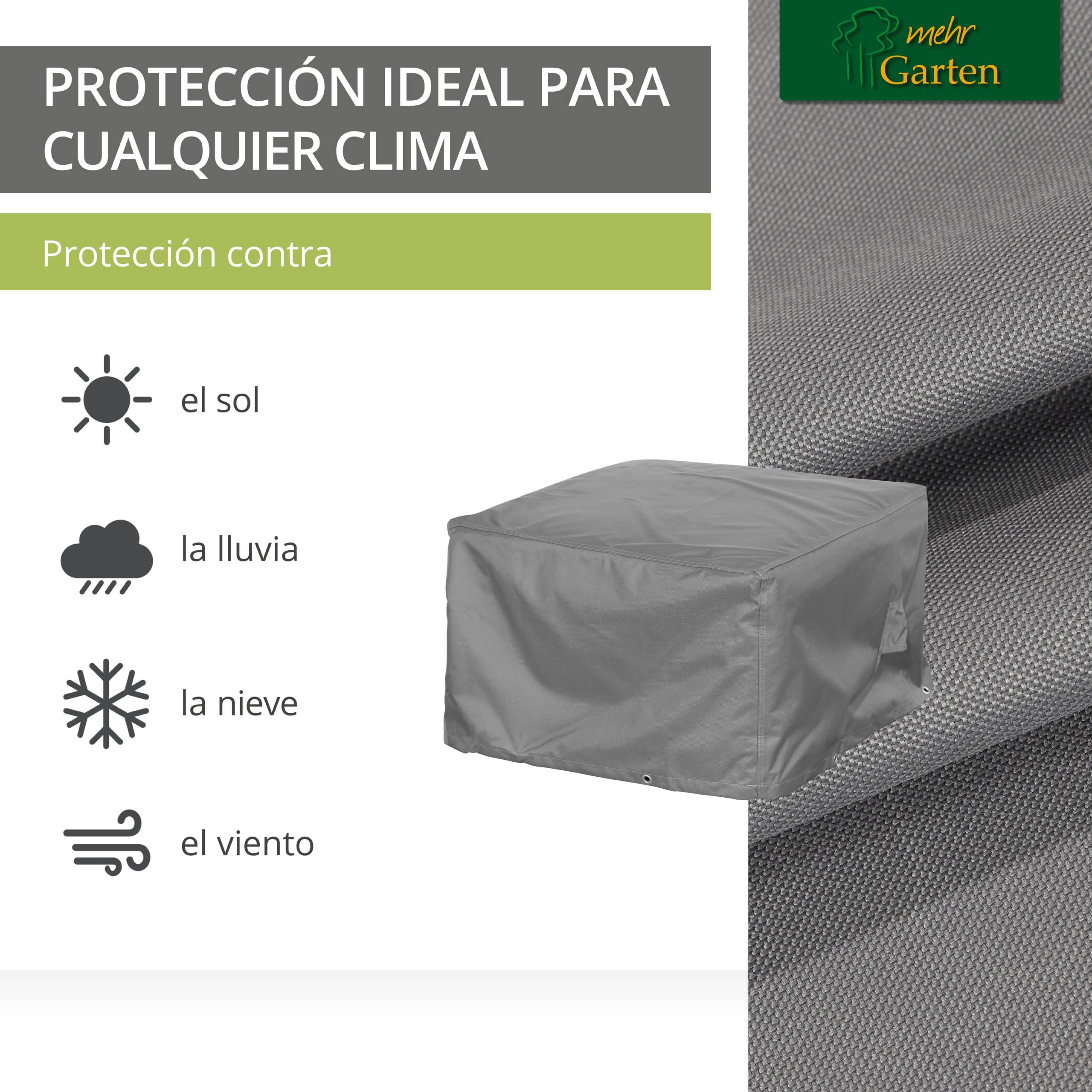 Funda protectora para mesa de centro de jardín | 85 x 85 x 45 cm | Poliéster tejido Oxford 600D, color: gris