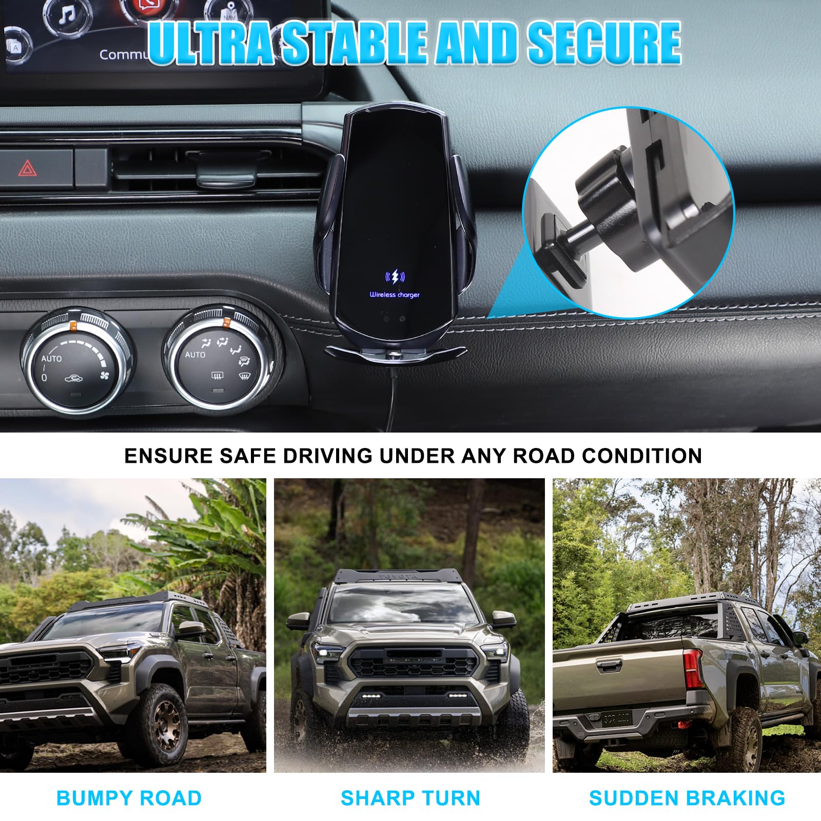 Supporto per telefono da auto per Mazda MX-5 ND 2016-2024 al centro della bocchetta dell'aria sul lato destro, ruotabile, fisso, per auto, adatto per iPhone, Android e smartphone universale (ricarica