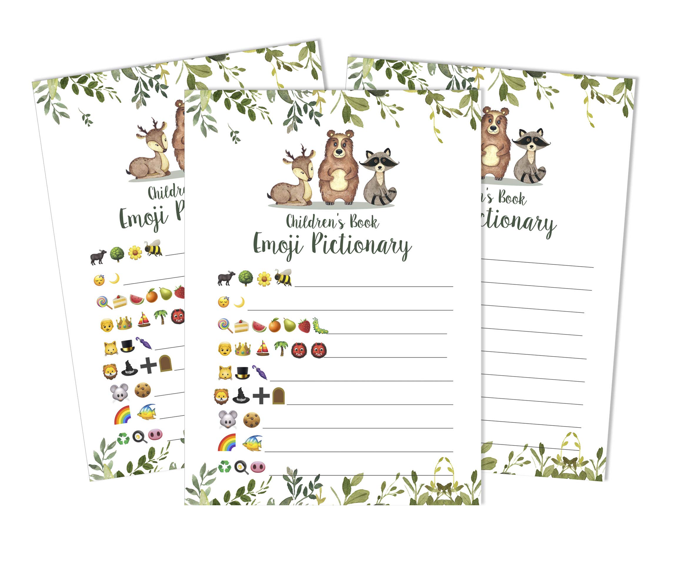 Buy Inkdotpot 50 Children Books Pictionary Baby Shower Game Leaves