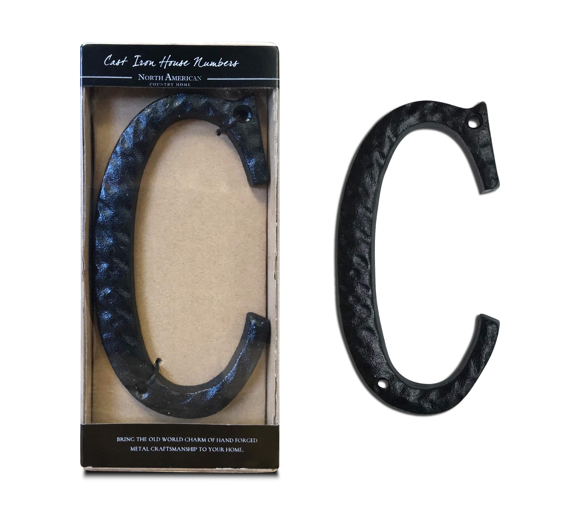 NACH House Numbers for Outside, 5.5 inch Black Address Numbers for House - Letter C - Rustic Mailbox Letters and Numbers for Outside with Mounting Hardware