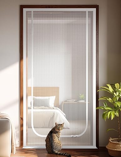 Cat Screen Door, Extra Tall Cat-Proof Mesh Gate, Fit Door