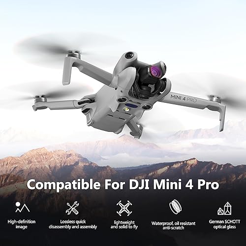 Miniatura 2 de STARTRC Kit de filtro para DJI Mini 4 Pro  Paquete de 4 filtros NDPL8 NDPL16 NDPL64 NDPL256 de densidad neutra para lente de cámara compatibles con