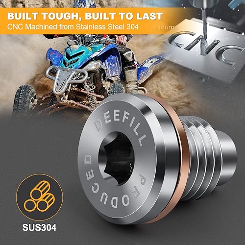 Miniatura 4 de Tapón magnético de drenaje de aceite de motor de acero inoxidable con arandela de cobre para CR250 CR480, Polaris RZR Sportsman Ranger Scrambler,