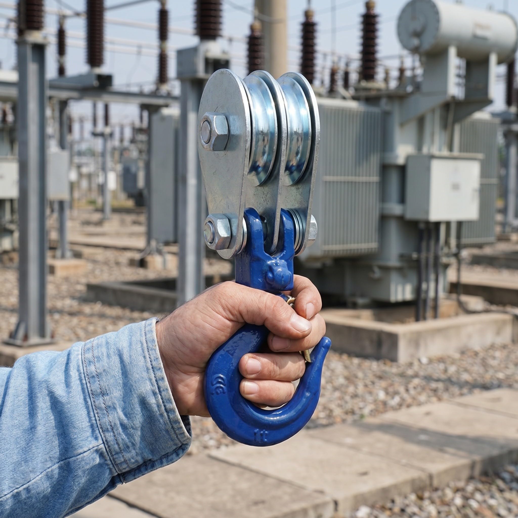 LALAFINA Doppelrolle Bewegliche Flaschenzug Aufhängung aus Kohlenstoffstahl 1 Tonne Tragkraft Drahtseilabrieb Passend für Elektrische und Manuelle Seilwinden für Stahlkonstruktionen