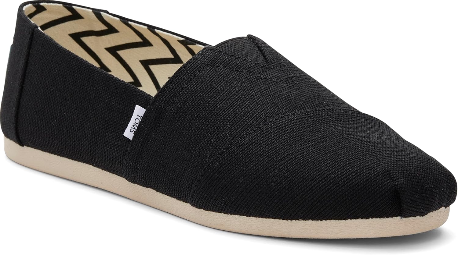 TOMS Men's Alpargata Slip-On Loafer Eco-Friendly Recycled Cotton Canvas, Elastic Gore, Rubber Sole, Black 12 - Image 3