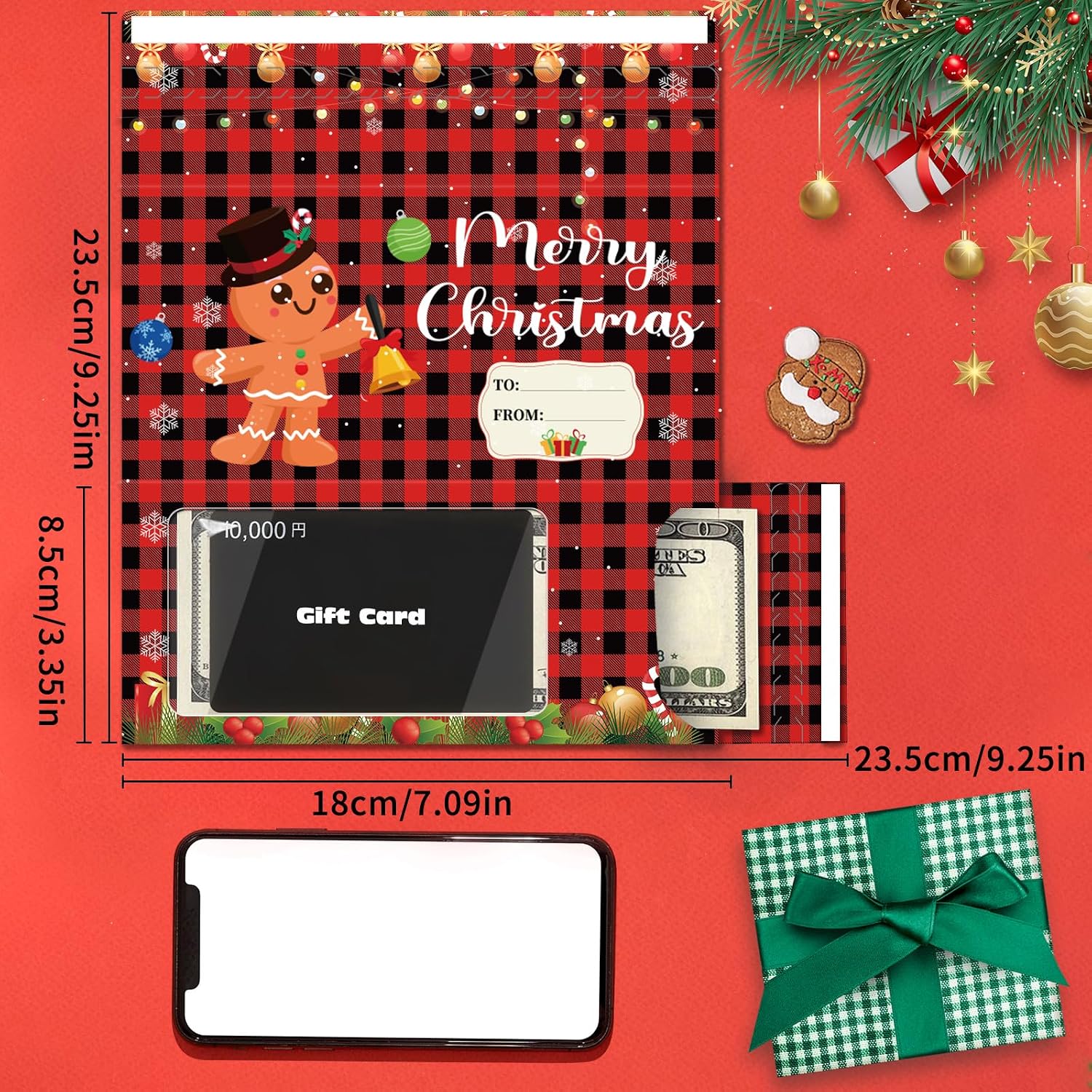 Mczan Christmas Money Holder for Gifting Cash 6 Pack, Zip-Open Holiday Money Gift Cards w/Clear Plastic Window for Check Ticket or Gift Card, Funny Xmas Gifts Giving Ideas (Buffalo Plaids) image 2