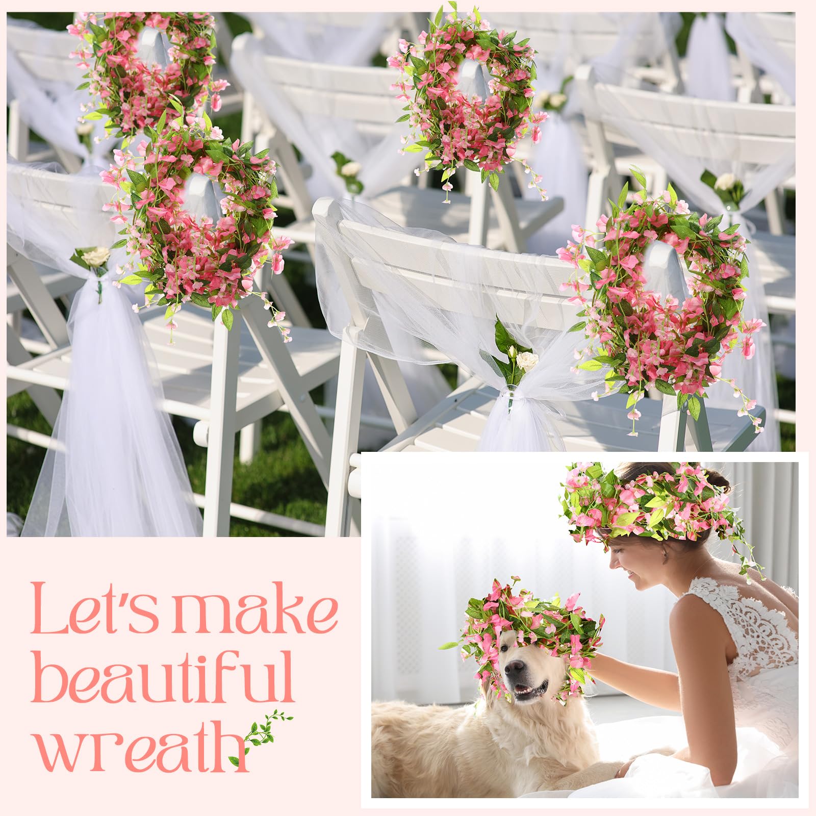 Crowye Künstliche Glyzinien-Girlande, 2,2 m, Seide, hängende Blumenranken, Blumenranken für Wand, Hochzeitsbogen, Party, Hintergrund, Zuhause, 20 Stück