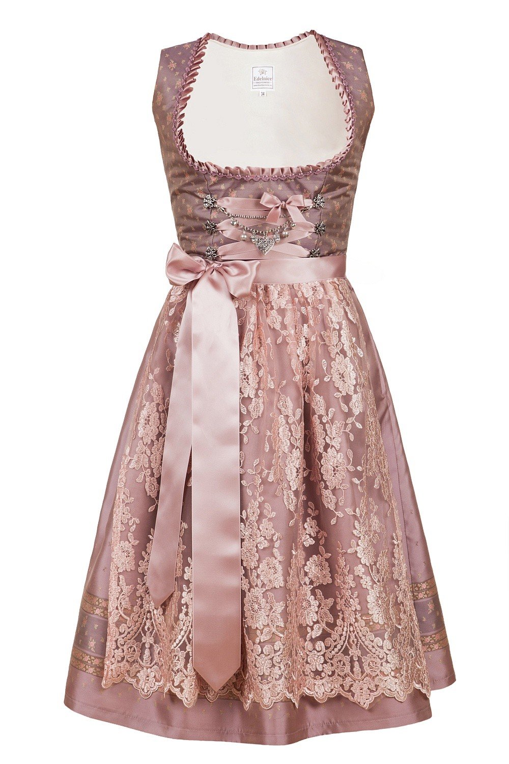 Edelnice TrachtenmodeBavarian Women's Designer Midi Dirndl Madeleine Dress 2-Pieces + Apron